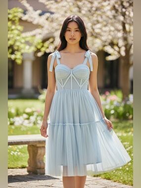 SHEIN Blue Spaghetti Strap Babydoll Dress – Cinderella Style
